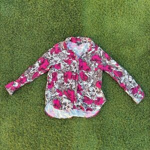 Rock & Republic Floral Print Long Sleeve Button Down Shirt Women Size S